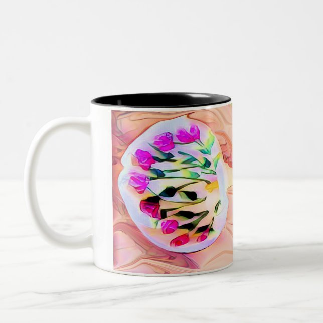 Tasse 2 Couleurs Fleurs Lys Roses (Gauche)