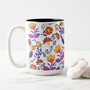 Tasse 2 Couleurs Fleurs modernes colorées et éclatantes