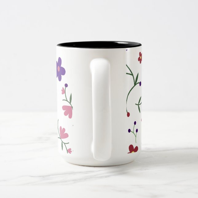 Tasse 2 Couleurs Fleurs motifs (Poignée)