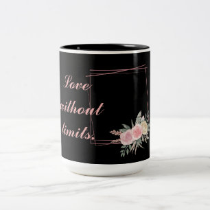 Tasse 2 Couleurs Fleurs noires mignonnes, Aimez une citation