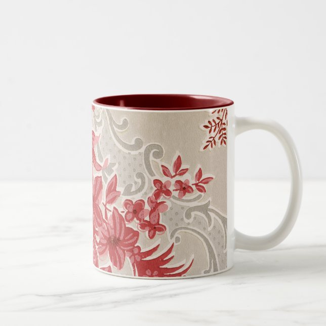 Tasse 2 Couleurs Fleurs rayées Papier peint Vintage (Droit)