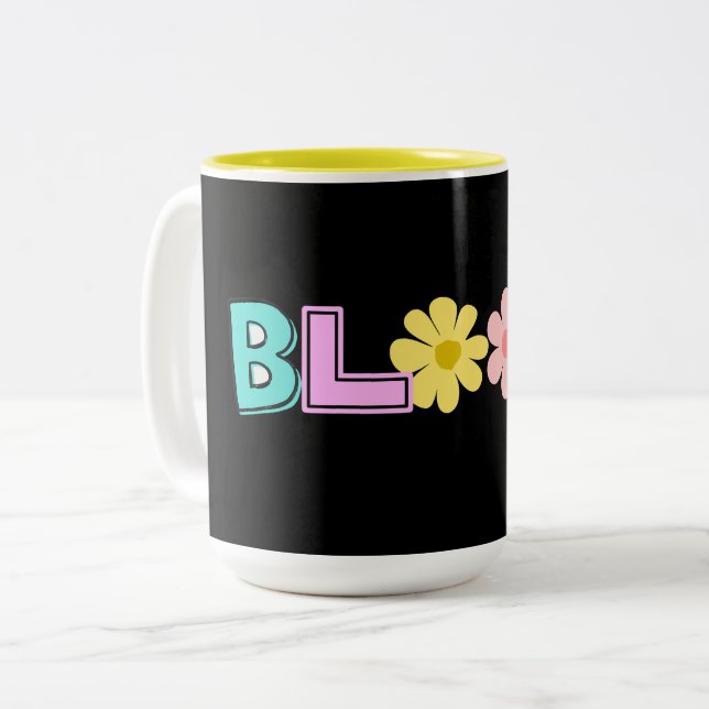 Tasse 2 Couleurs Fleurs Rétro Blooms Pastel (Devant gauche)