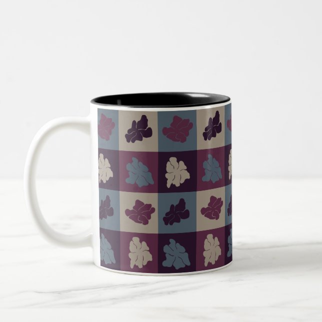 Tasse 2 Couleurs Fleurs Rétro Ondulées - Tons Calmes (Gauche)