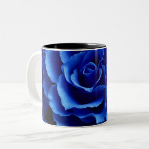 Tasse 2 Couleurs Fleurs roses bleues Romance plante Café à deux ton