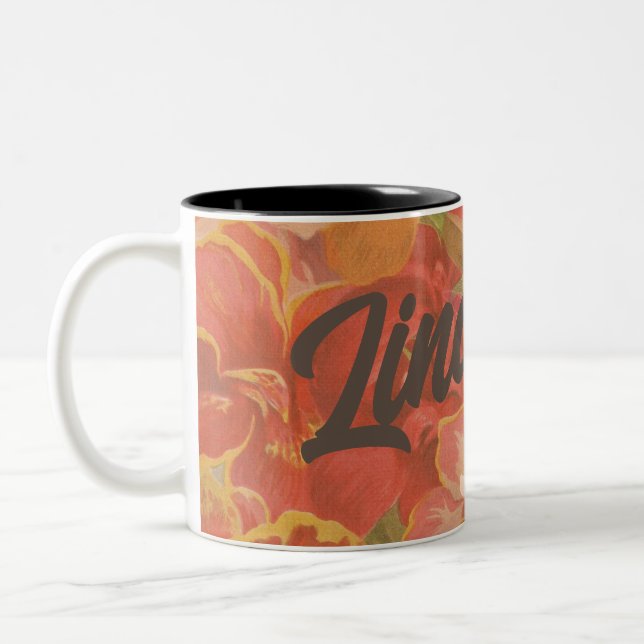 Tasse 2 Couleurs fleurs roses costumisables (Gauche)