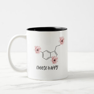 Tasse 2 Couleurs Fleurs roses de la molécule de sérotonine Choisiss