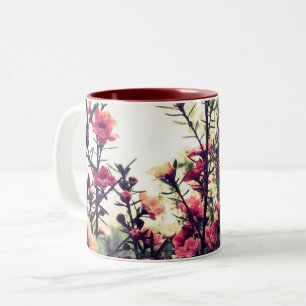 Tasse 2 Couleurs Fleurs roses délicates de la nature