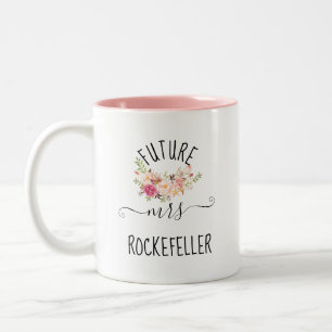 Tasse 2 Couleurs Fleurs Roses Vierges Futures Fiançailles Cadeau