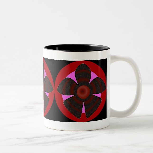 Tasse 2 Couleurs fleurs rouges et noires (Droit)