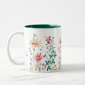 Tasse 2 Couleurs Fleurs sauvages aquarelle