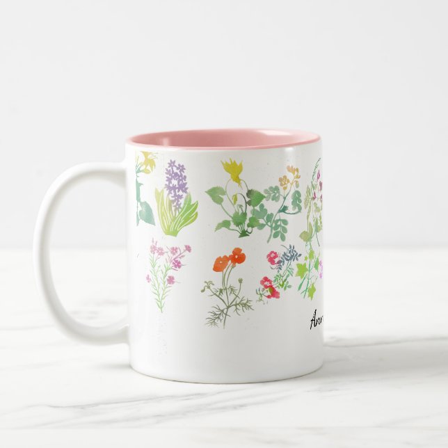 Tasse 2 Couleurs Fleurs sauvages aquarelle  (Gauche)