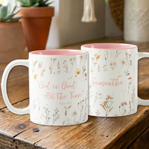 Tasse 2 Couleurs Fleurs sauvages aquarelles Dieu est bon Inspirant