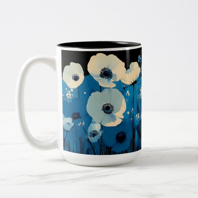 Tasse 2 Couleurs Fleurs sauvages bleu et blanc (Gauche)