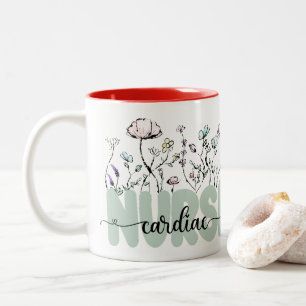 Tasse 2 Couleurs Fleurs sauvages botaniques de Whimsical Infirmière