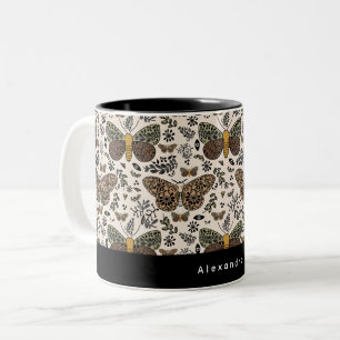 Tasse 2 Couleurs Fleurs sauvages de papillon de nuit bohème moderne