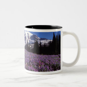 Tasse 2 Couleurs fleurs sauvages estivales au pied du mont Rainier,