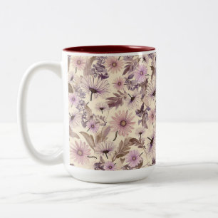 Tasse 2 Couleurs Fleurs sauvages vintages de rose et de pêche