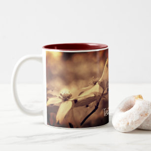 Tasse 2 Couleurs Fleurs Sepia Dogwood Personnalisées