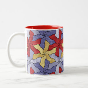 Tasse 2 Couleurs Fleurs Tessellées De Verre Tiré