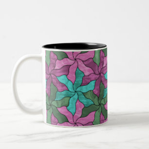 Tasse 2 Couleurs Fleurs Tessellées De Verre Tiré