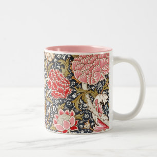 Tasse 2 Couleurs Fleurs vintages rose et rouge par William Morris