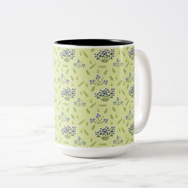 Tasse 2 Couleurs fleurs violet et jaune motif (Devant droit)