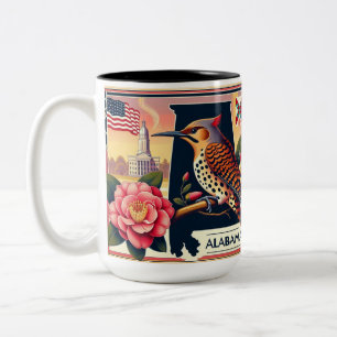 Tasse 2 Couleurs Flickr Nord de l'Alabama Oiseaux et Camellia Flowe