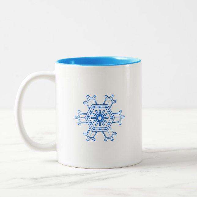 Tasse 2 Couleurs Flocon de neige bleu (Gauche)