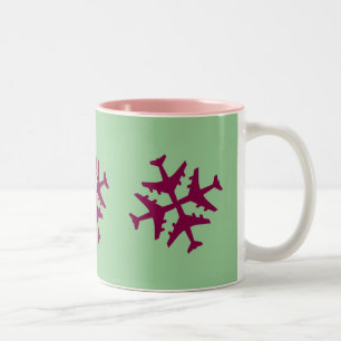 Tasse 2 Couleurs Flocon de neige d'avion de canneberge