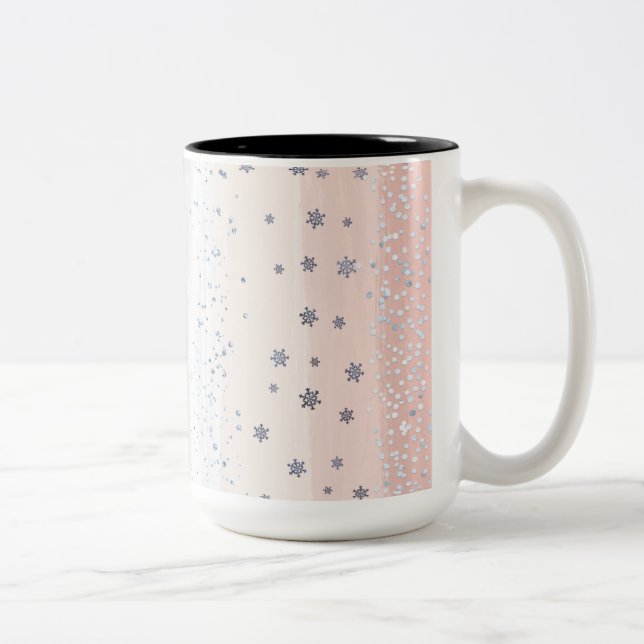 Tasse 2 Couleurs Flocon de neige de Noël d'hiver (Droit)