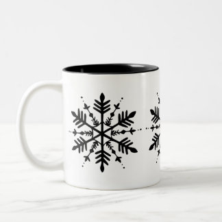 Tasse 2 Couleurs Flocon de neige minimaliste noir et blanc