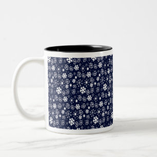 Tasse 2 Couleurs Flocons de neige dessinés à la main avec un fond b