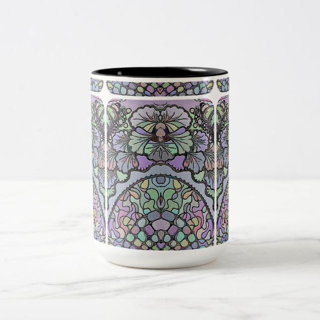 Tasse 2 Couleurs Floral abstrait pansement motif en mosaïque (Centre)