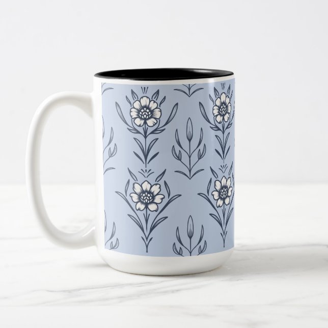 Tasse 2 Couleurs Floral bleu (Gauche)