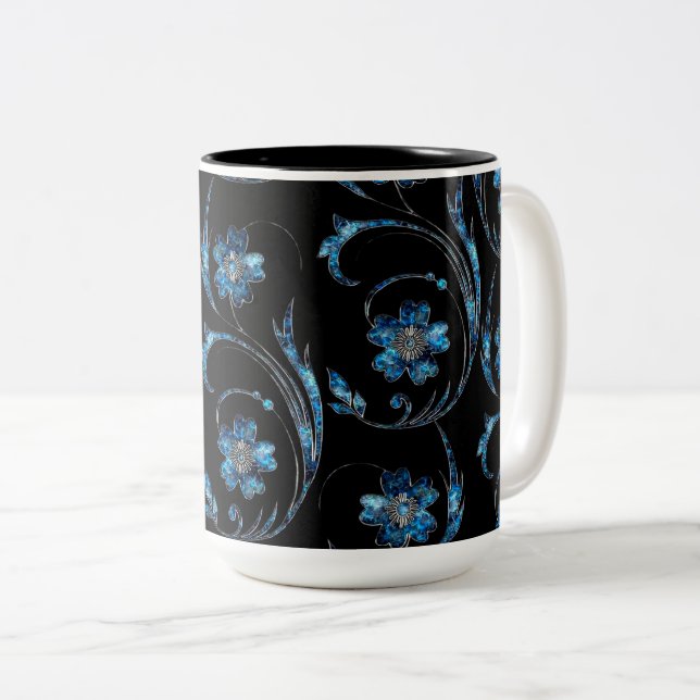 Tasse 2 Couleurs Floral bleu Shimmer 2 (Devant droit)