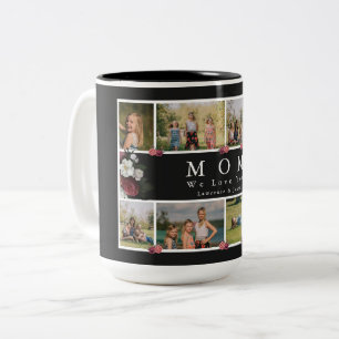 Tasse 2 Couleurs Floral Chic Monogramme Photo personnalisée Collag