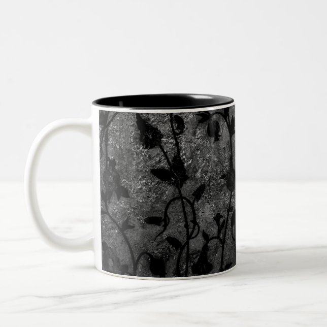 Tasse 2 Couleurs Floral d'antiquité gothique noir et blanc (Gauche)