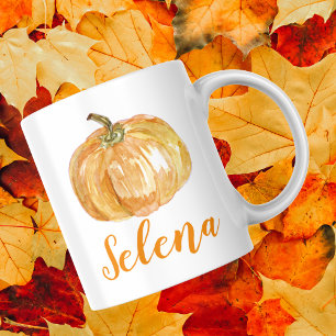 Tasse 2 Couleurs Floral Halloween Citrouille Nom personnalisé Autom