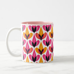 Tasse 2 Couleurs Floral Mid-Century Moderne rose & orange RETRO