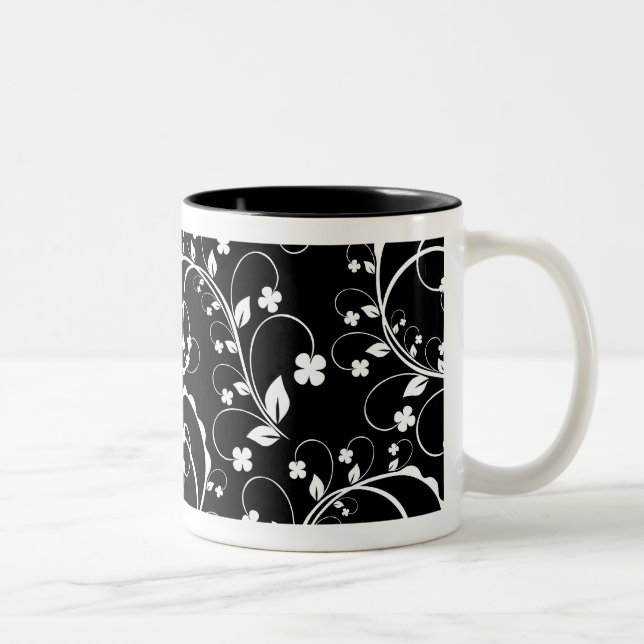 Tasse 2 Couleurs floral noir&blanc (Droit)
