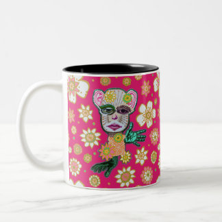 Tasse 2 Couleurs Floral rose vif par Natalie Schorr