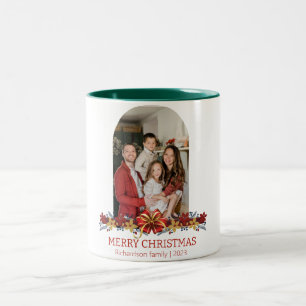 Tasse 2 Couleurs Floral Simple élégante Photo de Noël de famille