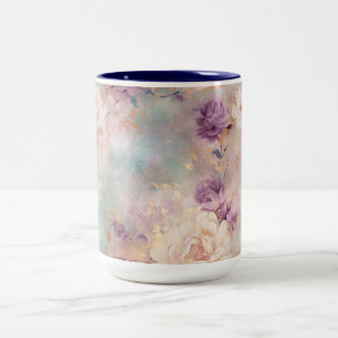 Tasse 2 Couleurs Floral violet turquoise