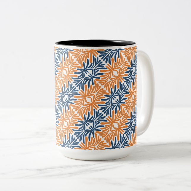 Tasse 2 Couleurs Florales Abstraites modernes (Devant droit)