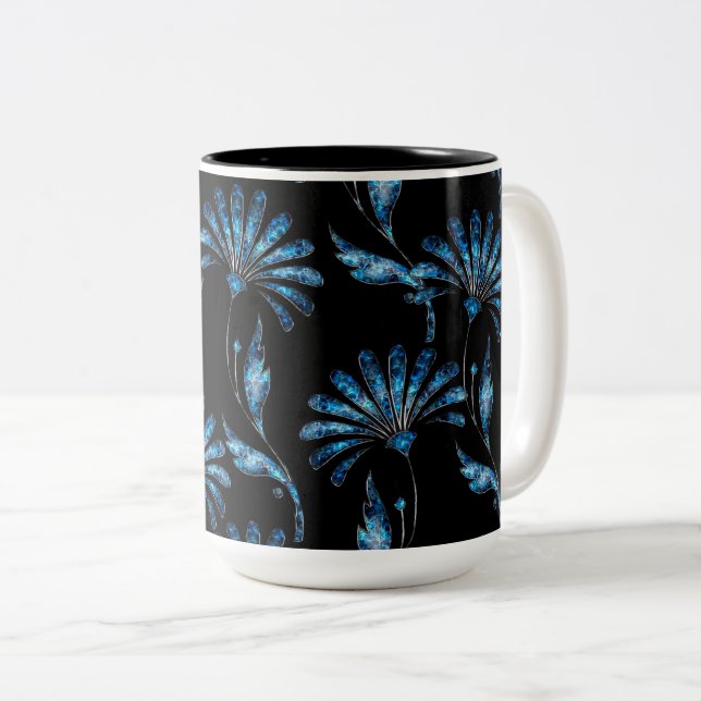 Tasse 2 Couleurs Flore bleu brillant (Devant droit)