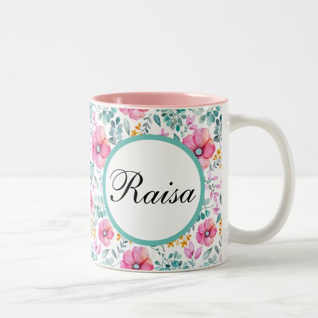 Tasse 2 Couleurs Flore de boug personnalisée (Droit)