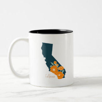 Tasse 2 Couleurs Flore de silhouette florale de l'État de Californi