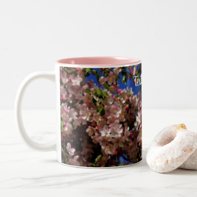 Tasse 2 Couleurs Flore rose fleurie personnalisée (Avec donut)