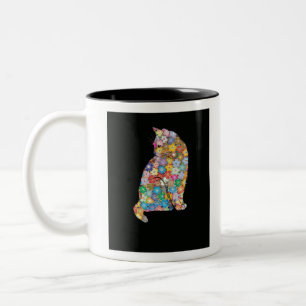 Tasse 2 Couleurs Florist Florist Ca Flower Chat Chat Rouge Chat Ros