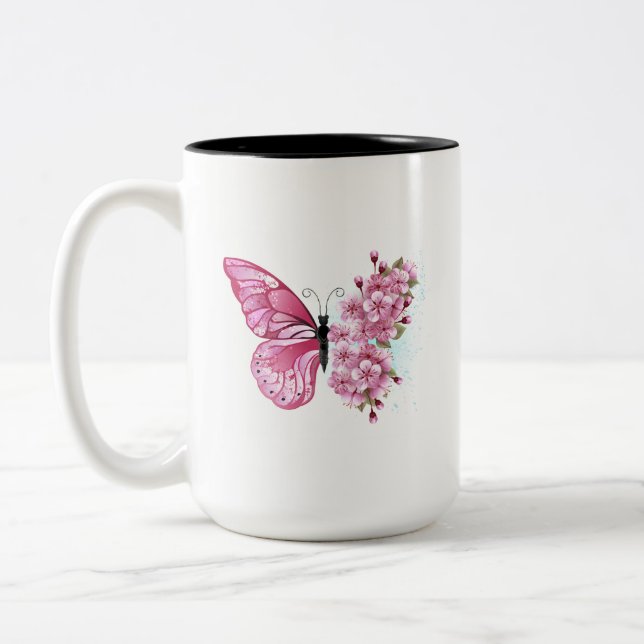 Tasse 2 Couleurs Flower Butterfly (Gauche)